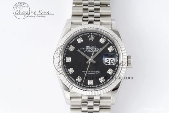 0413 Unique DateJust 36 SS 116234 VSF 1:1 Best Edition 904L Steel Black Diamonds Dial on Jubilee Bracelet VS 2089